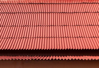 Red galvanized house roof pattern and background seamless