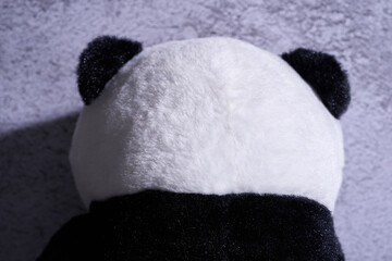 close up  rear view of panda soft toy