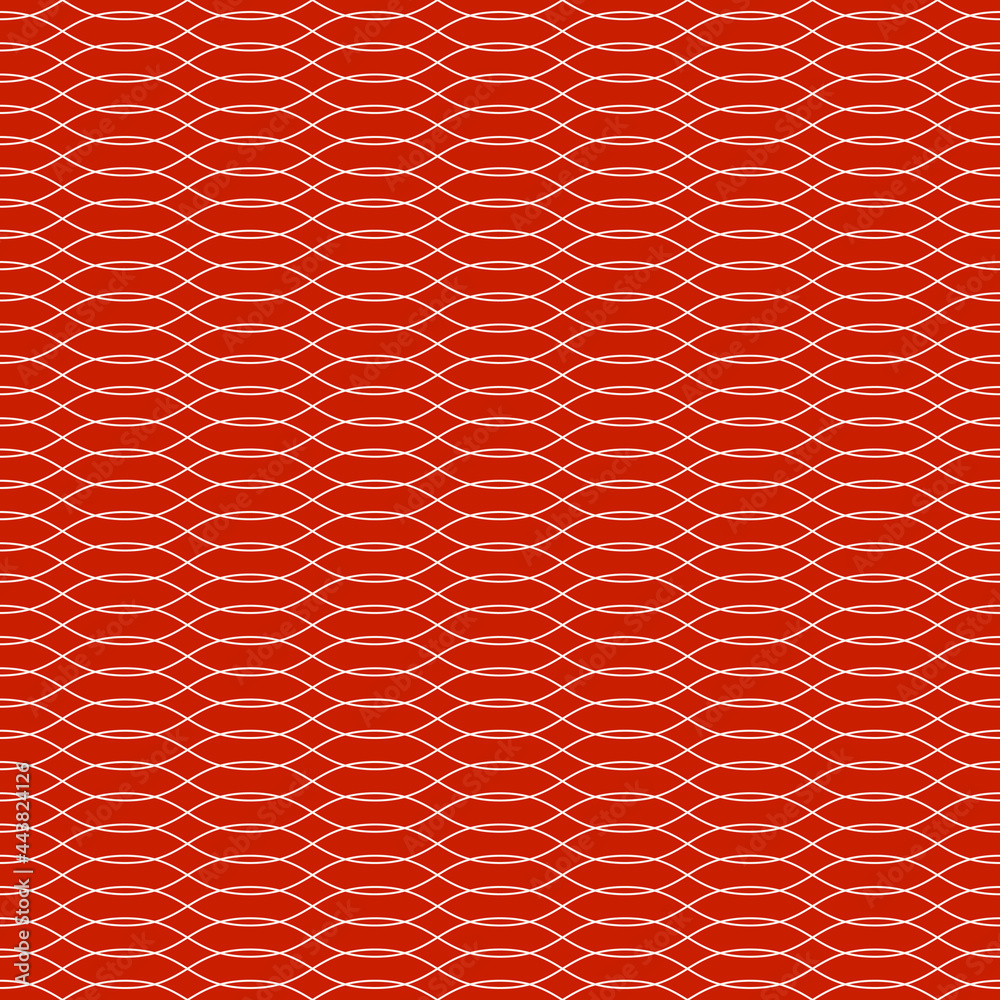 Poster red background and wavy connected lines. vector.