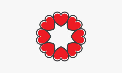 wreaths heart flower line on white background.