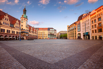 Leipzig, Germany. Cityscape image of Leipzig, Germany with Old Town Hall and the Market square at sunrise.