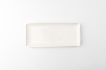 Rectangular porcelain bowl on a white background