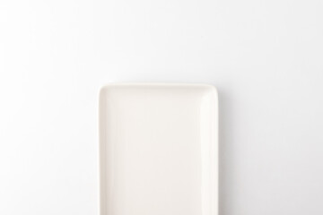 Rectangular porcelain bowl on a white background