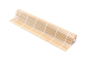 bamboo mat for making japanese sushi isolated on white background