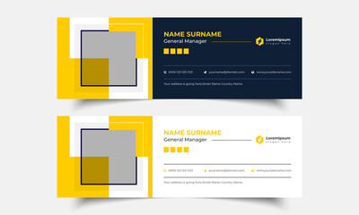 Corporate email signature design template or mail footer, 2 colors modern vector banner illustration
