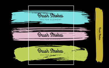 Colorful brush strokes. Vector paintbrush set, brush strokes templates. Grunge design elements. Long text boxes. Dirty distress texture banners