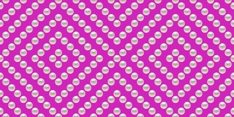 Pink luxury background with pearls and rhombuses. Seamless vector illustration. 