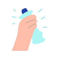 Hand squeezed plastic bottle. Illustration on white background. 