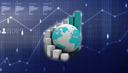 3d rendering Stock market online business concept. business Graph 
