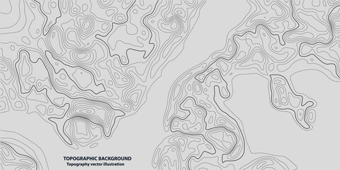 Abstract topographic lines loops background. Topographic lines contour concept. Geographic map grid. Vector illustration. - obrazy, fototapety, plakaty