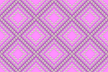 Pink luxury background with pearls and rhombuses. Seamless vector illustration. 