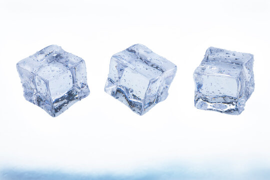 Fake cubic ice and dew on white isolated with clipping path