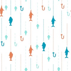 Sea Theme Vector Seamless Pattern about Fishing Activity