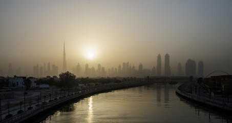 Fototapeta premium Dubai water canal in sunrise time