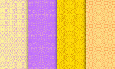 Set of seamless pattern with modern geometric pattern. Repeating geometric shapes from striped elements vector design