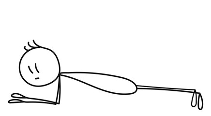 stick figure man doing plank, isolated, vector
