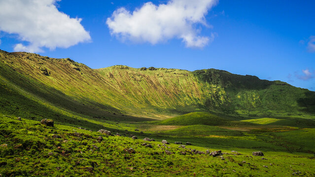 The landscape of Corvo island in the Azores