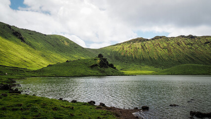 Naklejka na ściany i meble The landscape of Corvo island in the Azores