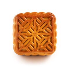 Delicious moon cake for Mid-Autumn Festival food isolated on white table background.