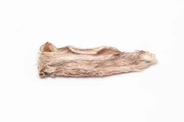 Dried rabbit ears isolated on a white background