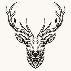 Deer head with elegant horns template