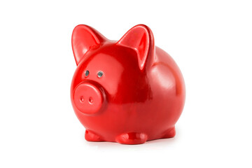 Red piggy Bank isolated on white background