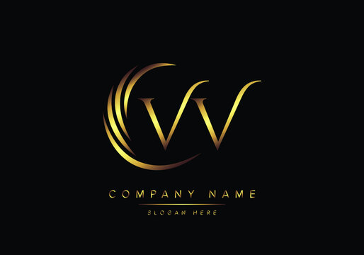 alphabet letters VV monogram logo, gold color elegant classical