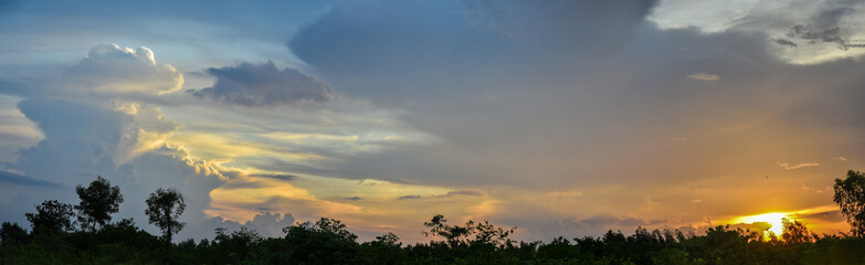sunset in the field amd panaroma