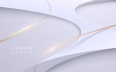 Abstract white shape background with golden lines