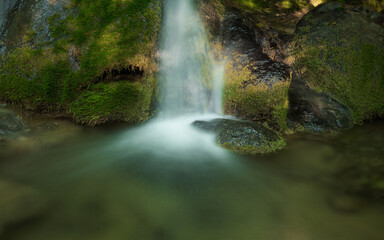 Long exposure with waterfall in Cheile Nerei National Park. Romania, Caras Severin.