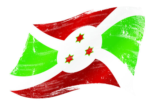 Burundi flag in the wind with a texture