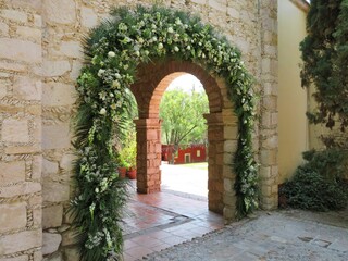 flower arch in a mansion