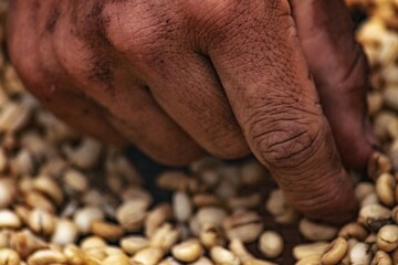 coffee beans in hands