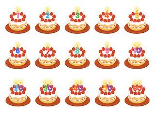 誕生日ケーキのイラストセット