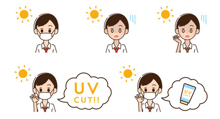 日焼け対策をする男性のイラスト