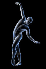 Fototapeta na wymiar Anatomy of dancing and ballet, 3D illustration