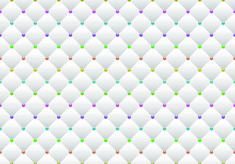 White luxury background with colorful beads and rhombuses. Seamless vector illustration. 