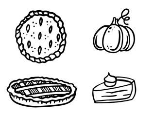 Pie Vector Illustration Hand Drawn Dessert Cartoon Art