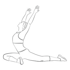 Yoga position line art on white isolated background