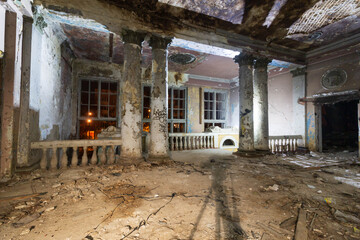 abandoned house of culture with columns