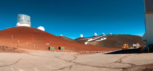 Keck Observatory, Mauna Kea, Hawaii, U.S. wide panorama stock photo