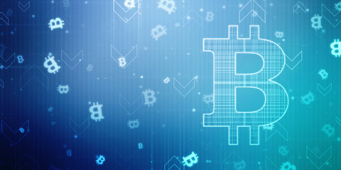 2d rendering bitcoin sign currency
