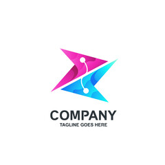 Obraz premium Arrow technology logo design vector