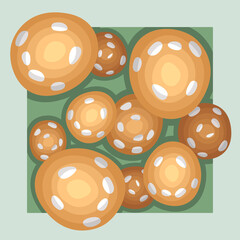 Wallpaper with the image of mushroom caps on top.