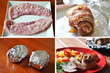 Spicy pork rolls with herbs and garlic tutorial