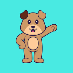Cute dog hero. Animal cartoon concept isolated. Can used for t-shirt, greeting card, invitation card or mascot. Flat Cartoon Style