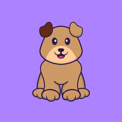 Obraz na płótnie Canvas Cute dog is sitting. Animal cartoon concept isolated. Can used for t-shirt, greeting card, invitation card or mascot. Flat Cartoon Style