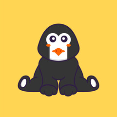 Obraz premium Cute penguin is sitting. Animal cartoon concept isolated. Can used for t-shirt, greeting card, invitation card or mascot. Flat Cartoon Style