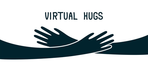 Virtual hugs simple abstract illustration