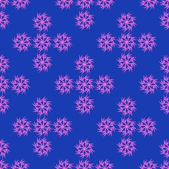 Seamless geometry ethnic pattern. Simple background pink elements. Blue background. Neon colors. Designed for textile fabrics, wrapping paper, background, wallpaper, cover.